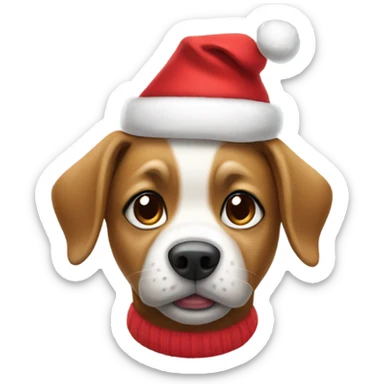 Dog with Santa hat and clothes  sticker