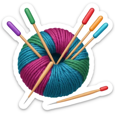 ball of wool with 2 knitting needles sticker