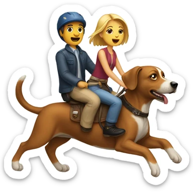 people riding a dog sticker