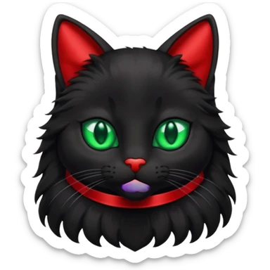 Black cat with red 🎀 emoji sticker