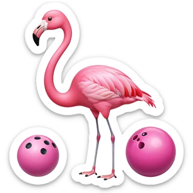 Flamingo playing bowling  sticker