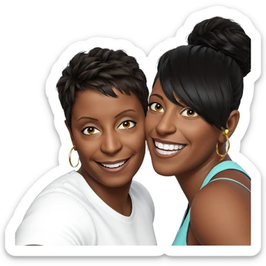 smiling couple with hoop earrings sticker