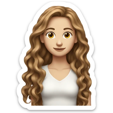 Skinny white girl with long brown wavy hair sticker