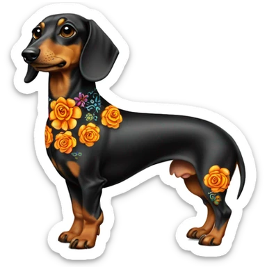 Dia De Los Muertos full body sugar skull dachshund sticker