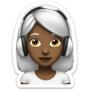 Girl with black and white headphones sticker