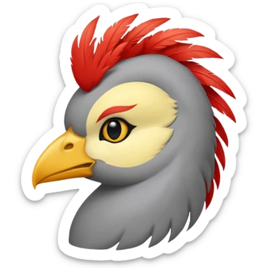 Calopsita com cabeça amarela, corpo cinza, topete, cauda longa e bochechas vermelhas sticker