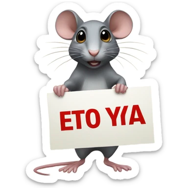 A rat holds a sign with the inscription: ETO YA sticker