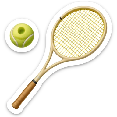 Beige Tennis racket with tennis ball sticker
