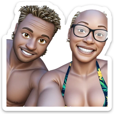 smiling couple in swimwear sticker