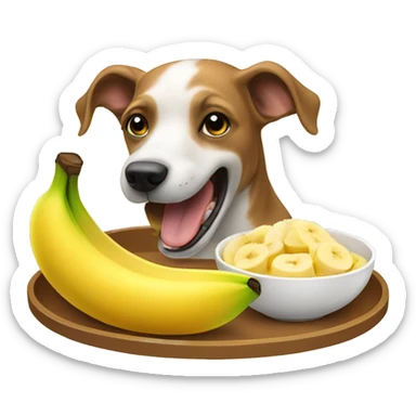 Dog eating a banana for breakfast sticker
