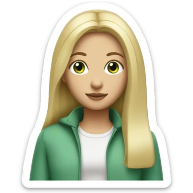Blonde girl with straight hair and light green eyes  sticker