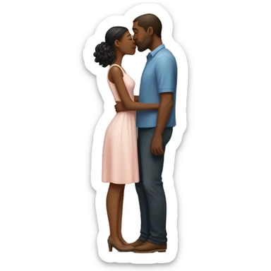 tall woman kiss shorter man sticker