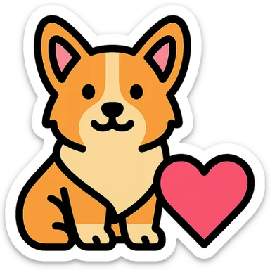 A corgi with a heart next to him sticker
