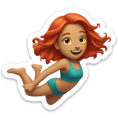 Girl flipping on beach with red hair sticker