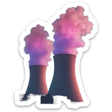 Cyberpunk nuclear power plant in sunrise sticker
