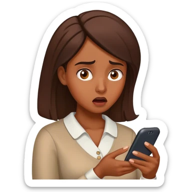 Woman looking at cell phone shocked blow her mind sticker