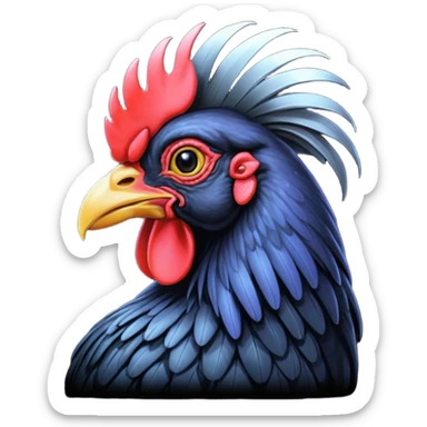 Ayam cemani rooster with black wattle black beak black comb black sticker