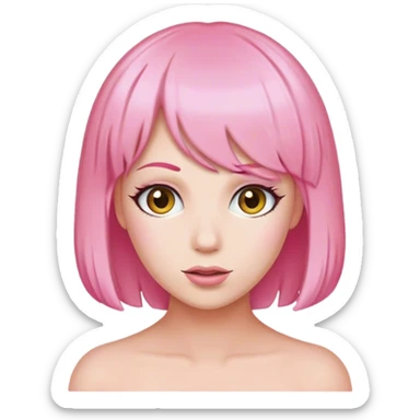 pink wig sticker
