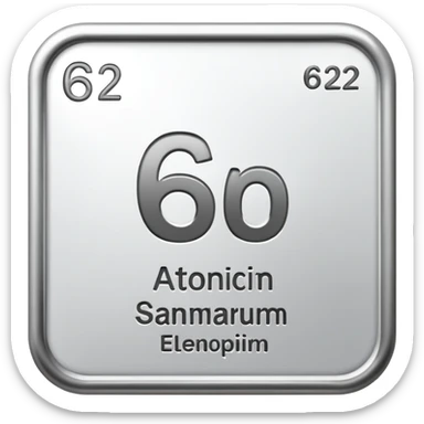 samarium element, rare earth metal, silvery white metal, chemical element Sm, atomic number 62 sticker