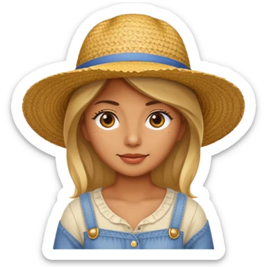 full body woman with straw hat sticker
