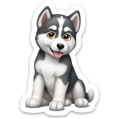 Husky puppy sitting  sticker