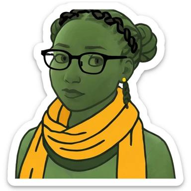 Sad black lady braids glasses  sticker