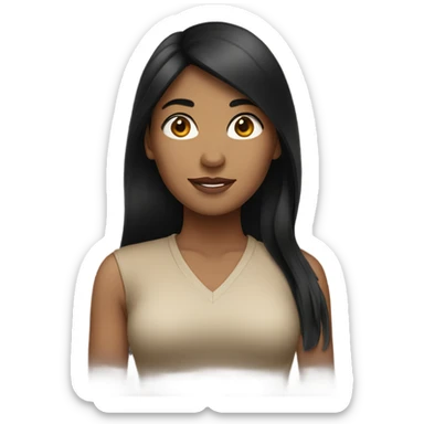 woman standing with tan skin and long black hair sticker