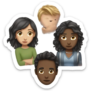 1 boy and 2 girls break up broken heart sticker