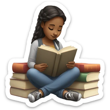 Girl reading book sticker