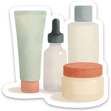 skincare products, soft, artistic sticker