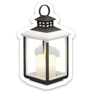 A white lantern with a candle inside sticker