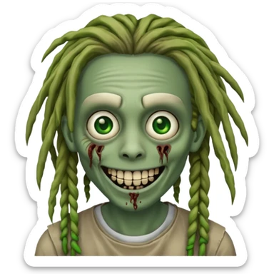 zombie with dreads with braces smiling sticker