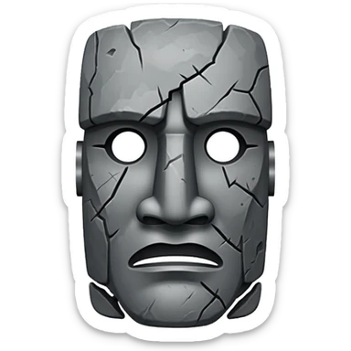 A cursed grey stone Moai mask sticker