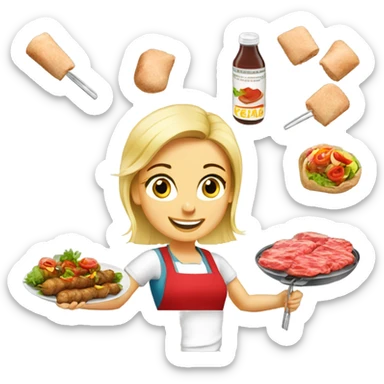 german blonde women selling kebap sticker