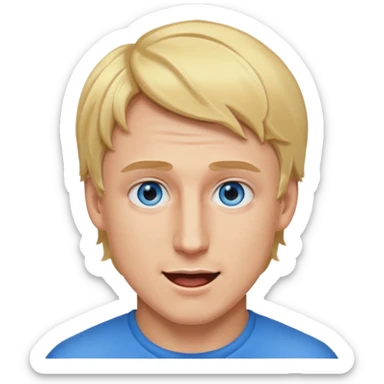 logan paul emoji, blonde hair, blue eyes, energetic expression sticker