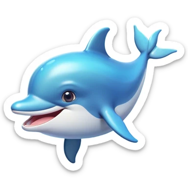 Cinematic Comical Dolphin Portrait Emoji, Head tilted dramatically with an exaggeratedly amused expression, featuring a smooth, dynamic body with wide, comically expressive eyes full of playful disbelief and a quirky, arched dorsal fin, Simplified yet hilariously expressive features, highly detailed, glowing with a slightly sassy oceanic glow, high shine, dramatic yet playful, stylized with an air of cheeky marine mischief, soft glowing outline, capturing the essence of a meme-worthy dolphin that looks ready to leap its way into viral fame! sticker