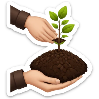 es werden saamen von einer hand in die erde getan ohne pflanze sticker