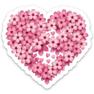 heart made of sakura petals sticker