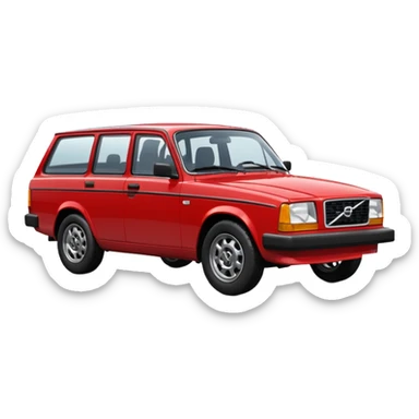 red Volvo 240 car, three-quarter view sticker