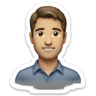 male, brown hair, brown eyes, COLLARED SHIRT sticker