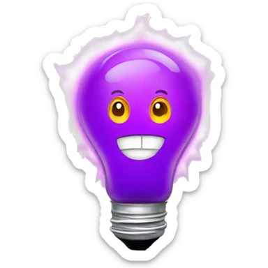 Light bulb with a face burning purple sticker