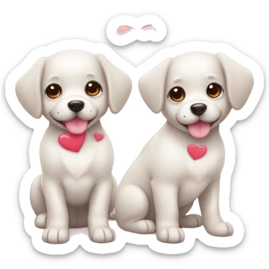 cute kawaii dogs with heart sticker