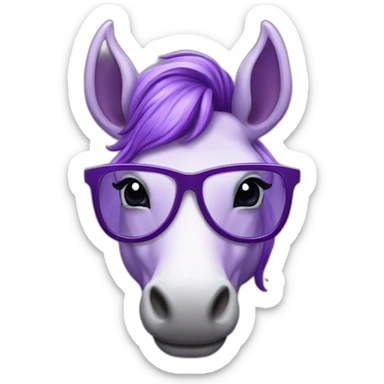Licorne violette avec des lunettes et une tête de savant fou sticker