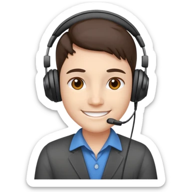 office worker with headphone sticker