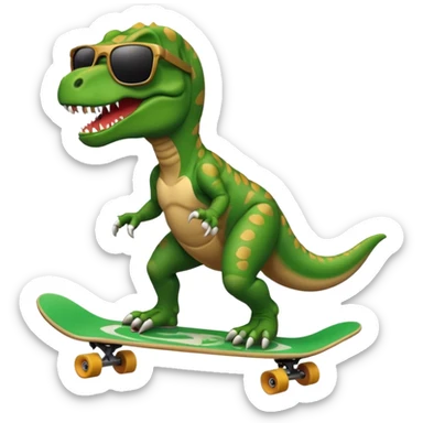 T rex riding a skateboard with sunglasses  sticker