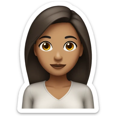 tan girl with dark brown hair and eyeliner from head to chest sticker