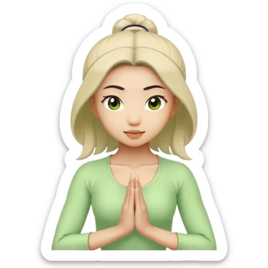 asian yoga girl light green clothes  sticker