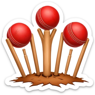 real cricket 3 stumps hit by single cricket ball sticker