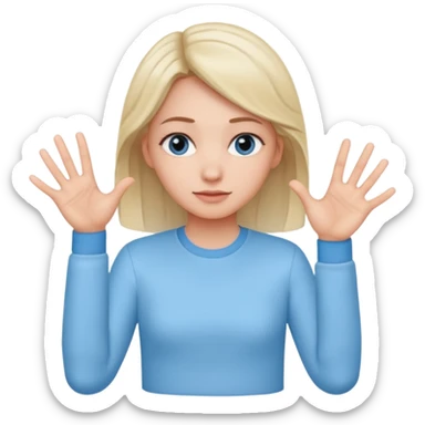 Girl with two hands in front no flowers and make them at different levels sticker