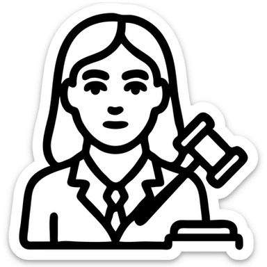 Turkish woman lawyer, dark brown hair, blue eyes, professional attire, icon style sticker